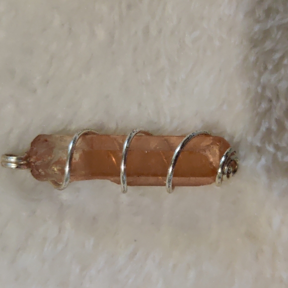 Tangerine Quartz Crystal Point Pendant - Picture 9 of 11